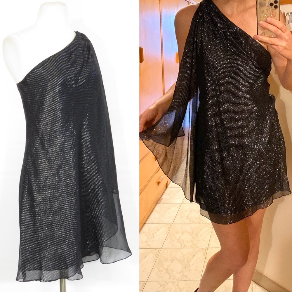 Halston Heritage Black Metallic Mini Dress